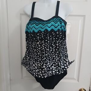 NWT Maxine of Hollywood Swimsuit Sz 18 Bandeau  Tankini Convertible Strapless